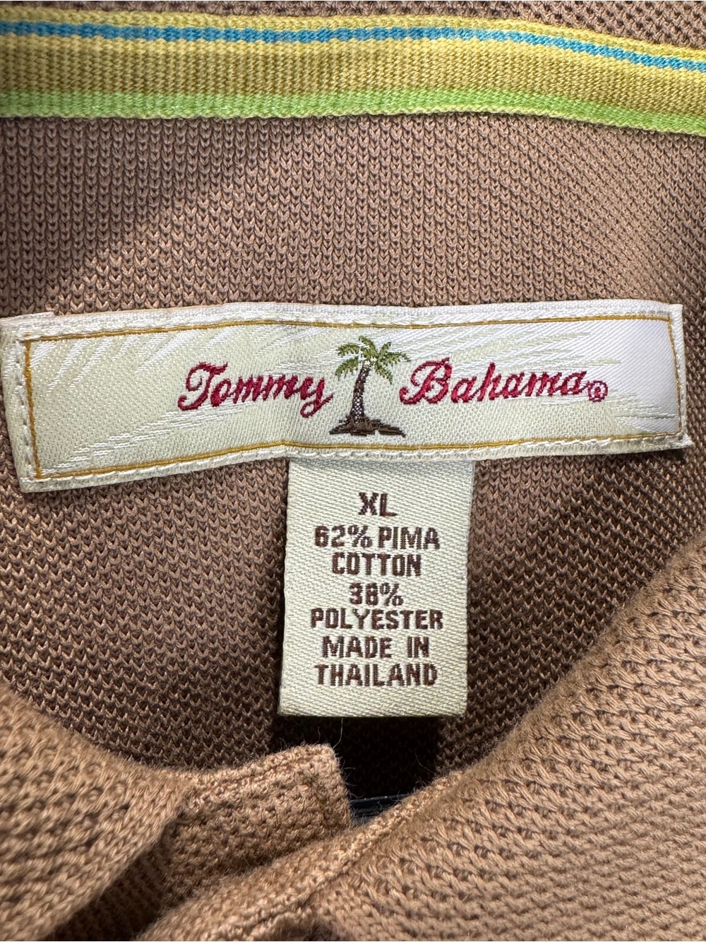 Tommy Bahama Men's XL Short Sleeve Polo Light Brown Vacation Resortwear - Picture 5 of 8